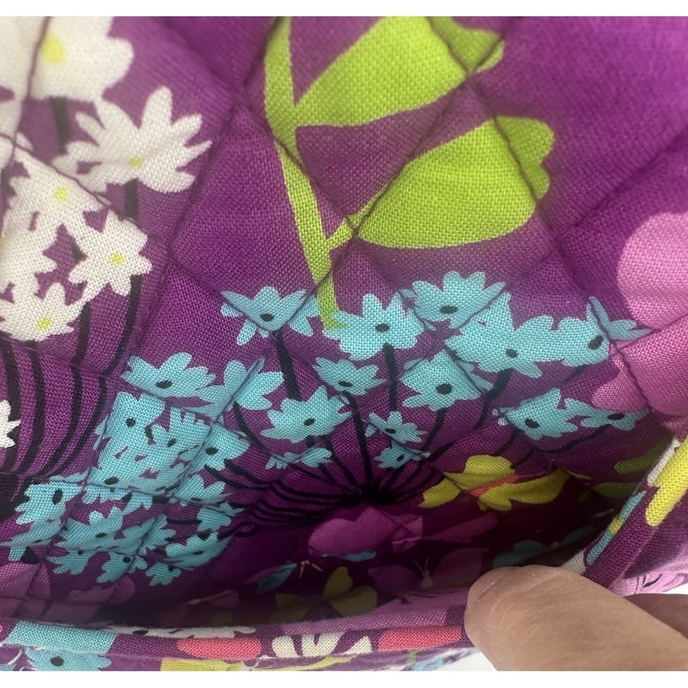 Vera Bradley Flutterby Purse Tote Shoulder Bag Zip Purple Flower Butterflies EUC - Picture 5 of 16